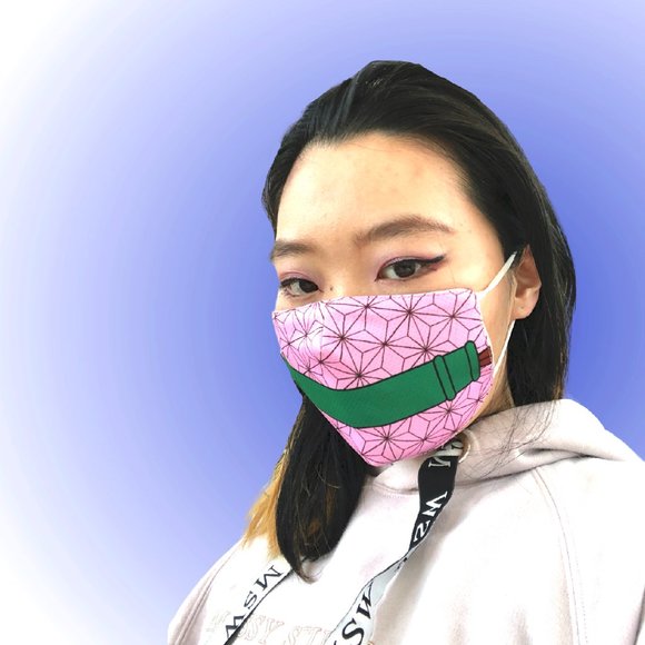 Pink Nezuko Face mask kimono face mask - Picture 4 of 6